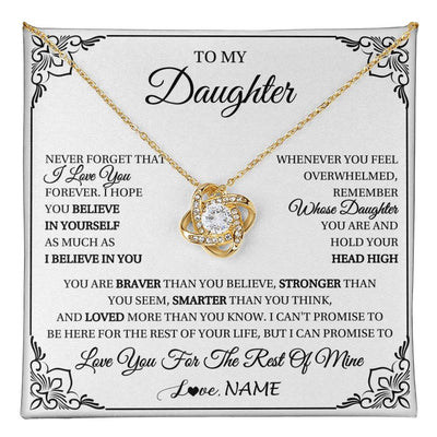 Love Knot Necklace 18K Yellow Gold Finish | 1 | Personalized To My Daughter Gift Necklace From Mom Dad I Love You Believe In You Daughter Birthday Gifts Christmas Customized Gift Box Message Card | teecentury