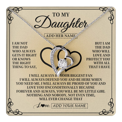 Forever Love Necklace 14K White Gold Finish | 1 | Personalized To My Daughter Gifts From Dad Daughter Birthday Gifts Jewelry For Women Father Daughter Pendant Necklace Christmas Custom Gift Box Message Card | teecentury.myshopify