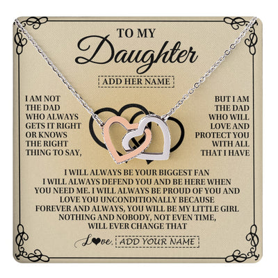 Interlocking Hearts Necklace Stainless Steel & Rose Gold Finish | 1 | Personalized To My Daughter Gifts From Dad Daughter Birthday Gifts Jewelry For Women Father Daughter Pendant Necklace Christmas Custom Gift Box Message Card | teecentury.myshopify