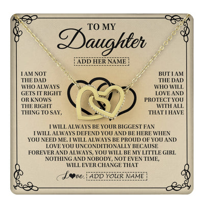 Interlocking Hearts Necklace 18K Yellow Gold Finish | 1 | Personalized To My Daughter Gifts From Dad Daughter Birthday Gifts Jewelry For Women Father Daughter Pendant Necklace Christmas Custom Gift Box Message Card | teecentury.myshopify