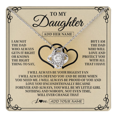 Love Knot Necklace 14K White Gold Finish | 1 | Personalized To My Daughter Gifts From Dad Daughter Birthday Gifts Jewelry For Women Father Daughter Pendant Necklace Christmas Custom Gift Box Message Card | teecentury.myshopify