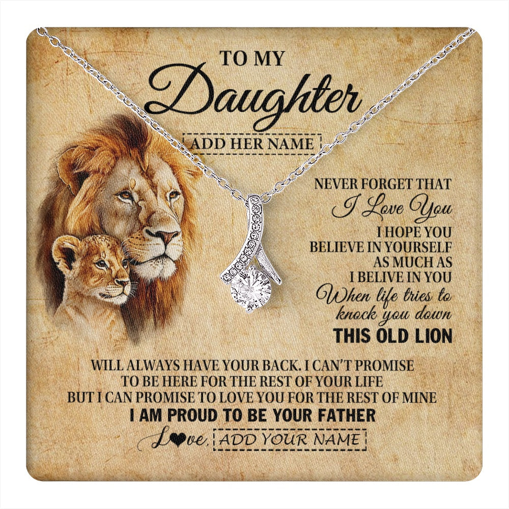 Alluring Beauty Necklace 14K White Gold Finish | 1 | Personalized To My Daughter Gifts From Dad Father Lion Necklace I Love You Daughter Birthday Gifts From Dad Graduation Christmas Custom Gift Box Message Card | teecentury.myshopify