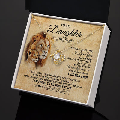 Love Knot Necklace 18K Yellow Gold Finish | 2 | Personalized To My Daughter Gifts From Dad Father Lion Necklace I Love You Daughter Birthday Gifts From Dad Graduation Christmas Custom Gift Box Message Card | teecentury.myshopify