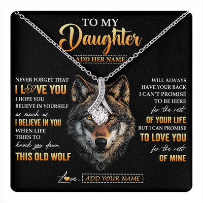 Alluring Beauty Necklace 14K White Gold Finish | 1 | Personalized To My Daughter Gifts From Dad Father Mom Mother Necklace Old Wolf Love You Daughter Birthday Gifts Graduation Christmas Gift Box Message Card | teecentury
