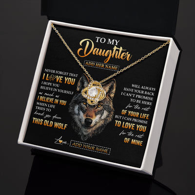 Love Knot Necklace 18K Yellow Gold Finish | 2 | Personalized To My Daughter Gifts From Dad Father Mom Mother Necklace Old Wolf Love You Daughter Birthday Gifts Graduation Christmas Gift Box Message Card | teecentury