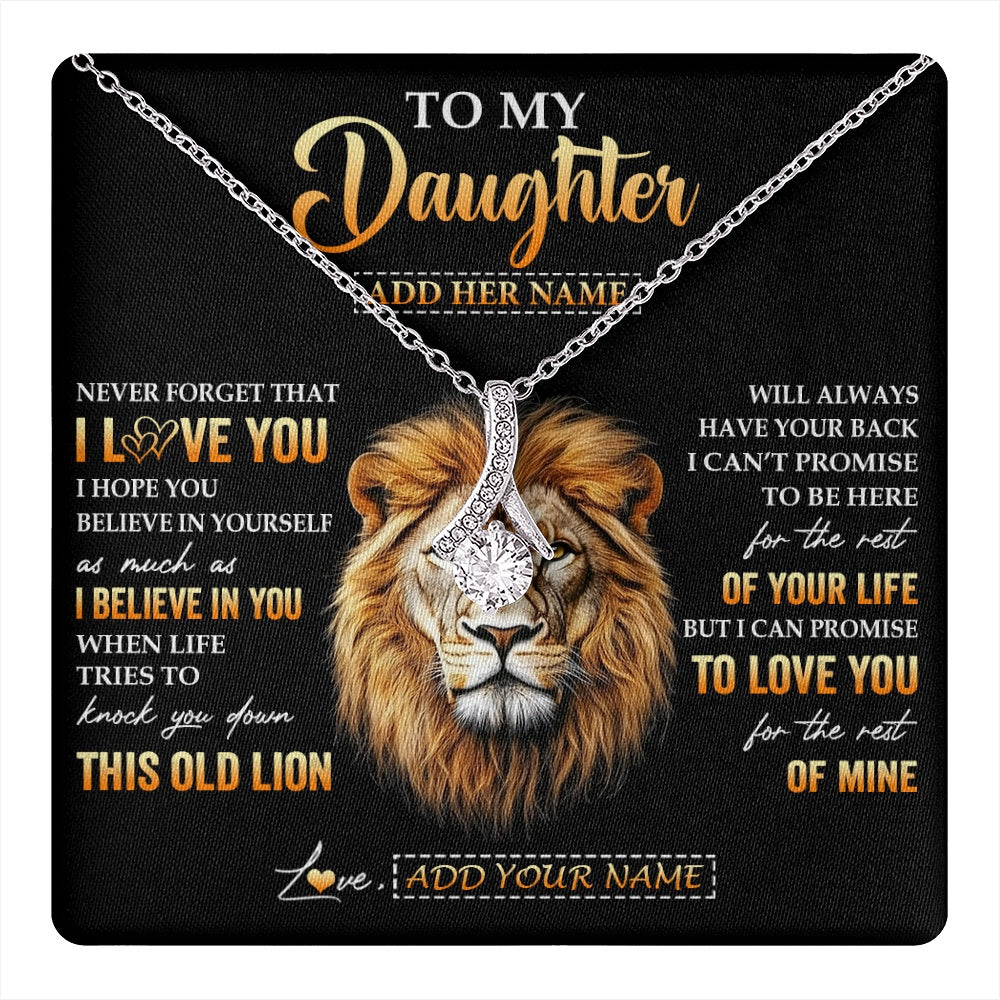 Alluring Beauty Necklace 14K White Gold Finish | 1 | Personalized To My Daughter Gifts From Dad Father Necklace Old Lion Love You Daughter Birthday Gifts Graduation Christmas Customized Gift Box Message Card | teecentury.myshopify