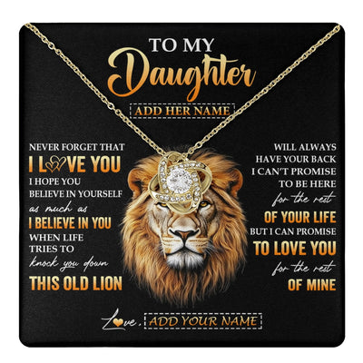Love Knot Necklace 18K Yellow Gold Finish | 1 | Personalized To My Daughter Gifts From Dad Father Necklace Old Lion Love You Daughter Birthday Gifts Graduation Christmas Customized Gift Box Message Card | teecentury.myshopify