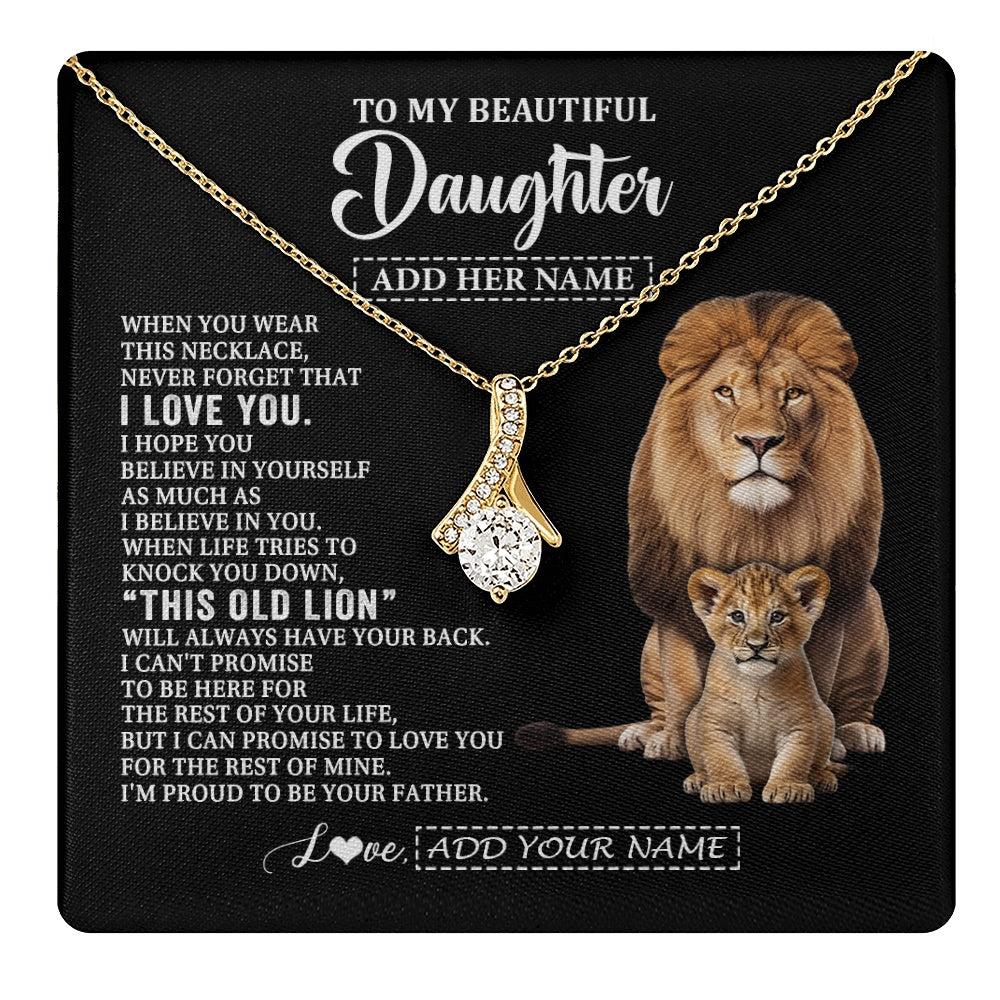 Alluring Beauty Necklace 18K Yellow Gold Finish | 1 | Personalized To My Daughter Gifts From Dad Father Necklace This Old Lion Love You Daughter Birthday Gifts Graduation Christmas Jewelry Gift Box Message Card | https://teecentury.