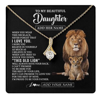 Alluring Beauty Necklace 18K Yellow Gold Finish | 1 | Personalized To My Daughter Gifts From Dad Father Necklace This Old Lion Love You Daughter Birthday Gifts Graduation Christmas Jewelry Gift Box Message Card | https://teecentury.