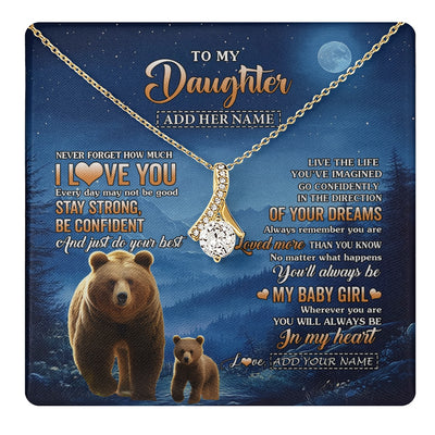 Alluring Beauty Necklace 18K Yellow Gold Finish | 1 | Personalized To My Daughter Gifts From Mom Dad Necklace Bear Never Forget How Much I Love You Daughter Birthday Gifts Christmas Custom Gift Box Message Card | teecentury.myshopify