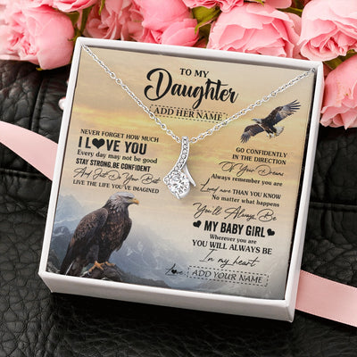 Alluring Beauty Necklace 14K White Gold Finish | 2 | Personalized To My Daughter Gifts From Mom Dad Necklace Eagle Never Forget How Much I Love You Daughter Birthday Graduation Christmas Gift Box Message Card | teecentury.myshopify