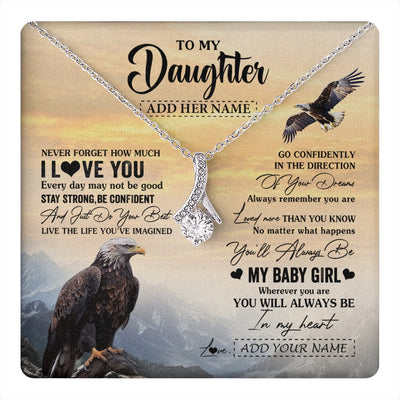 Alluring Beauty Necklace 14K White Gold Finish | 1 | Personalized To My Daughter Gifts From Mom Dad Necklace Eagle Never Forget How Much I Love You Daughter Birthday Graduation Christmas Gift Box Message Card | teecentury.myshopify