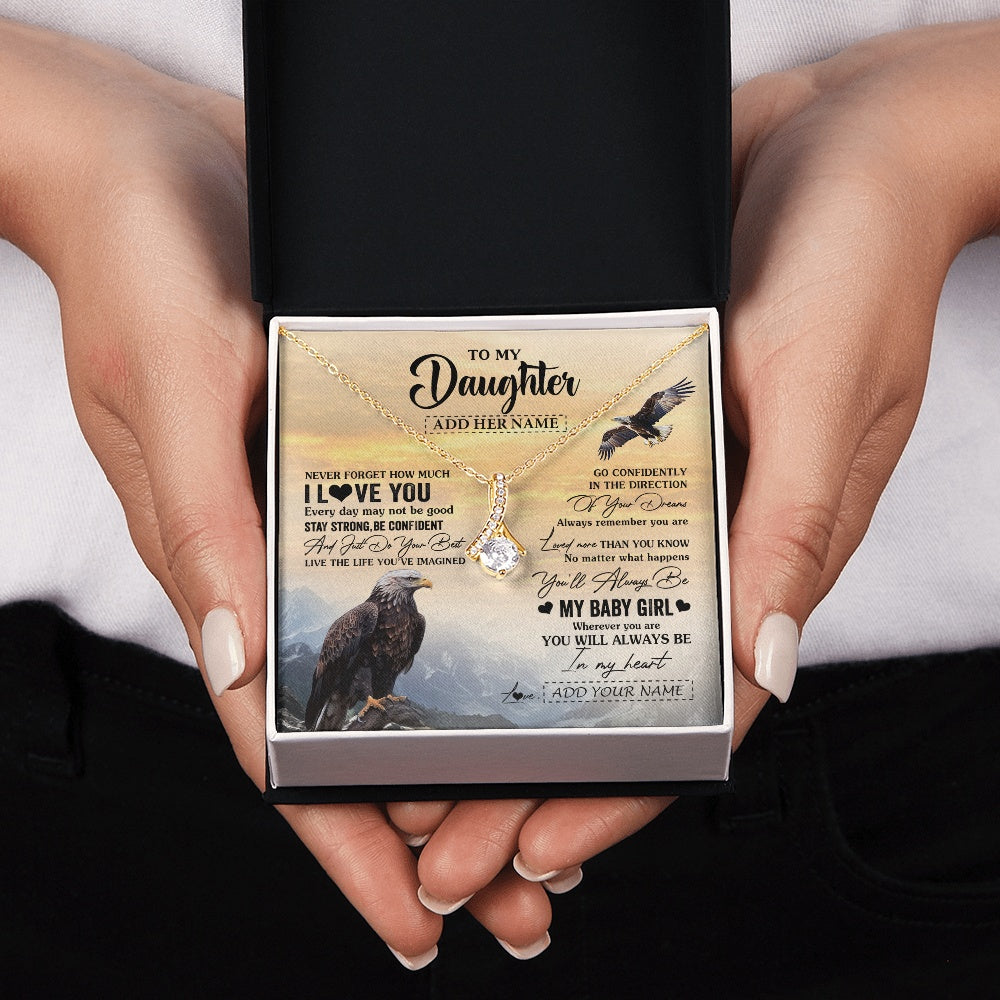 Alluring Beauty Necklace 18K Yellow Gold Finish | 2 | Personalized To My Daughter Gifts From Mom Dad Necklace Eagle Never Forget How Much I Love You Daughter Birthday Graduation Christmas Gift Box Message Card | teecentury.myshopify