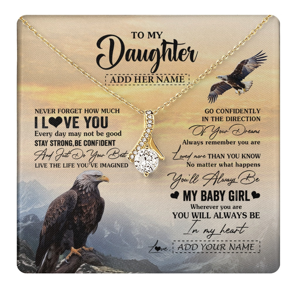 Alluring Beauty Necklace 18K Yellow Gold Finish | 1 | Personalized To My Daughter Gifts From Mom Dad Necklace Eagle Never Forget How Much I Love You Daughter Birthday Graduation Christmas Gift Box Message Card | teecentury.myshopify