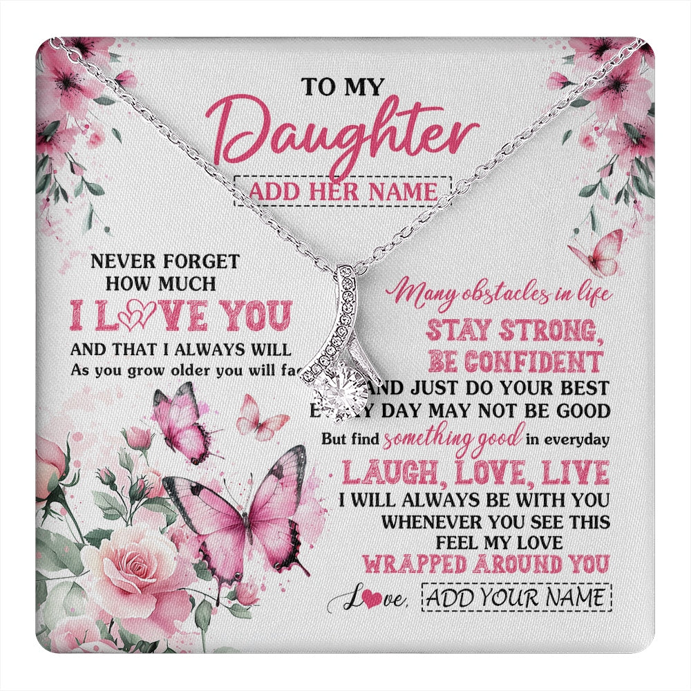 Alluring Beauty Necklace 14K White Gold Finish | 1 | Personalized To My Daughter Gifts From Mom Dad Necklace I Love You Butterfly Birthday Gifts For Daughter Graduation Christmas Custom Gift Box Message Card | https://teecentury.
