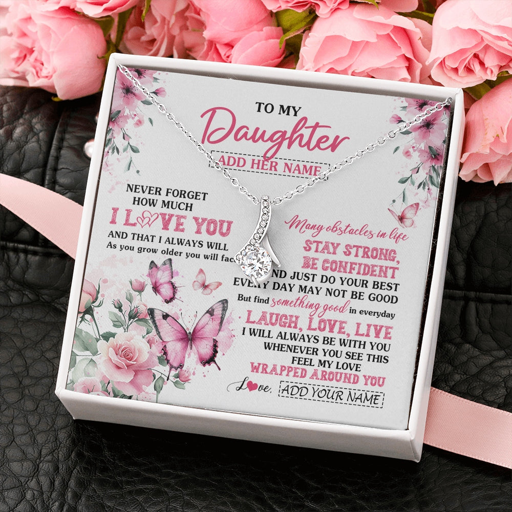 Alluring Beauty Necklace 14K White Gold Finish | 2 | Personalized To My Daughter Gifts From Mom Dad Necklace I Love You Butterfly Birthday Gifts For Daughter Graduation Christmas Custom Gift Box Message Card | https://teecentury.