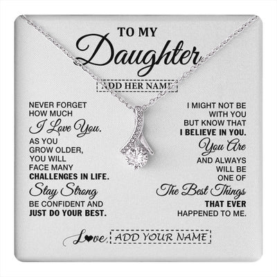 Alluring Beauty Necklace 14K White Gold Finish | 1 | Personalized To My Daughter Gifts From Mom Dad Necklace I Love You Thoughtful Keepsake Gift For Daughter Birthday Graduation Christmas Gift Box Message Card | https://teecentury.