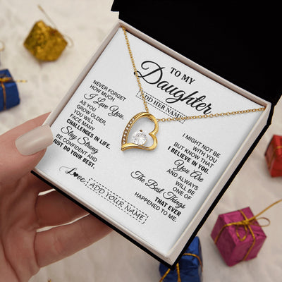 Forever Love Necklace 18K Yellow Gold Finish | 2 | Personalized To My Daughter Gifts From Mom Dad Necklace I Love You Thoughtful Keepsake Gift For Daughter Birthday Graduation Christmas Gift Box Message Card | https://teecentury.