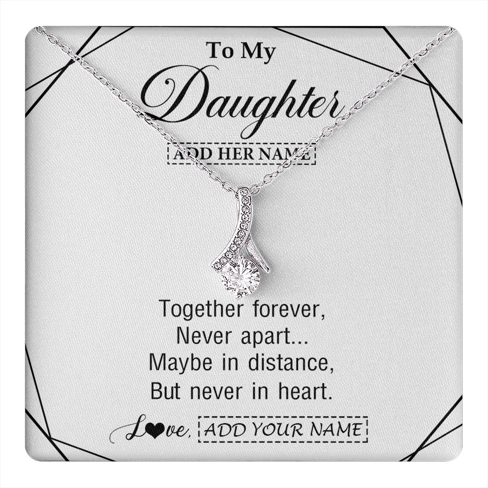 Alluring Beauty Necklace 14K White Gold Finish | 1 | Personalized To My Daughter Gifts From Mom Dad Necklace Together Forever With Heartfelt Message Daughter Birthday Christmas Custom Gift Box Message Card | https://teecentury.