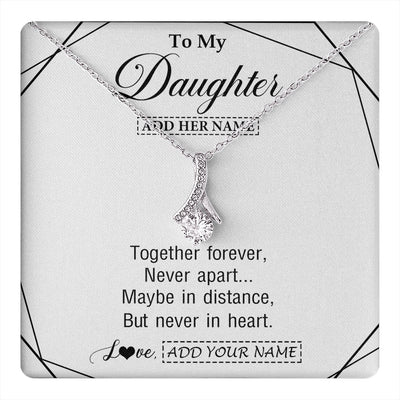 Alluring Beauty Necklace 14K White Gold Finish | 1 | Personalized To My Daughter Gifts From Mom Dad Necklace Together Forever With Heartfelt Message Daughter Birthday Christmas Custom Gift Box Message Card | https://teecentury.