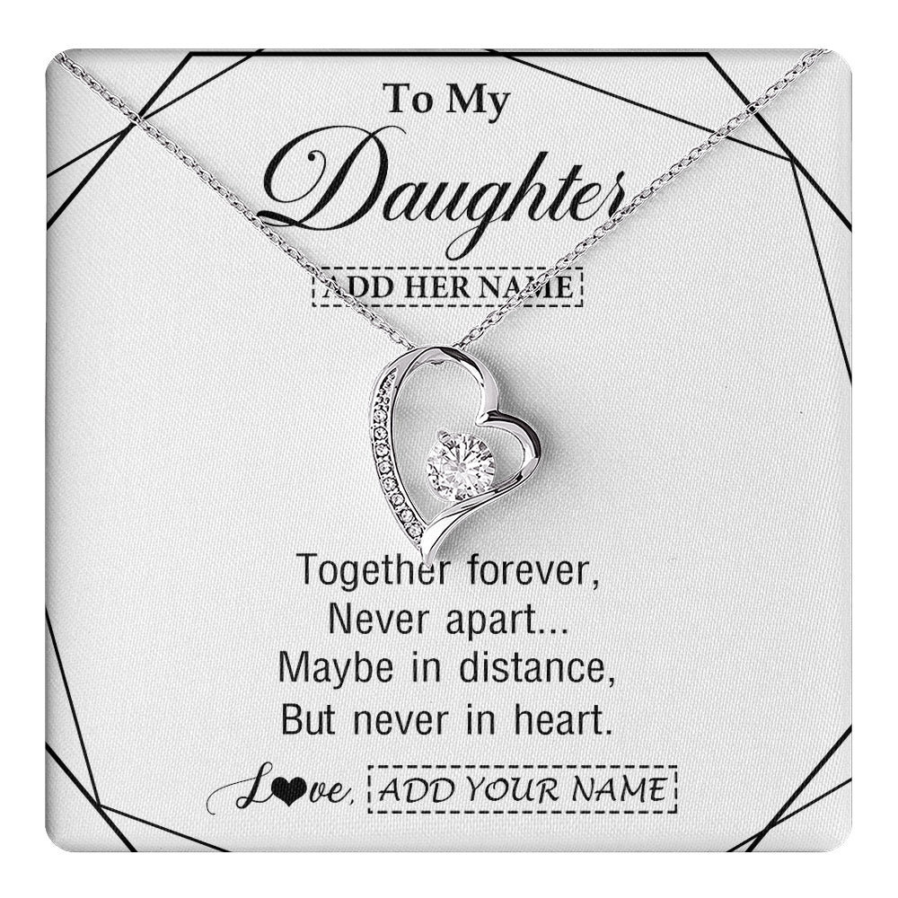 Forever Love Necklace 14K White Gold Finish | 1 | Personalized To My Daughter Gifts From Mom Dad Necklace Together Forever With Heartfelt Message Daughter Birthday Christmas Custom Gift Box Message Card | https://teecentury.