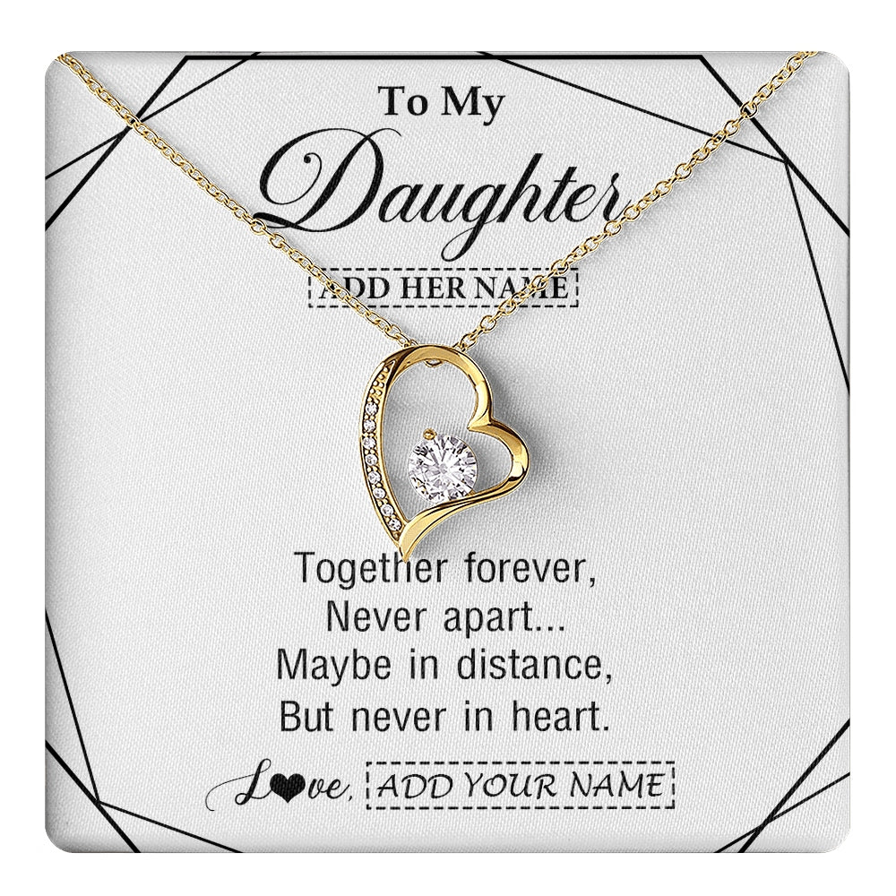 Forever Love Necklace 18K Yellow Gold Finish | 1 | Personalized To My Daughter Gifts From Mom Dad Necklace Together Forever With Heartfelt Message Daughter Birthday Christmas Custom Gift Box Message Card | https://teecentury.