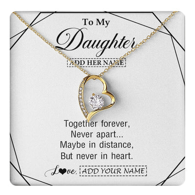 Forever Love Necklace 18K Yellow Gold Finish | 1 | Personalized To My Daughter Gifts From Mom Dad Necklace Together Forever With Heartfelt Message Daughter Birthday Christmas Custom Gift Box Message Card | https://teecentury.