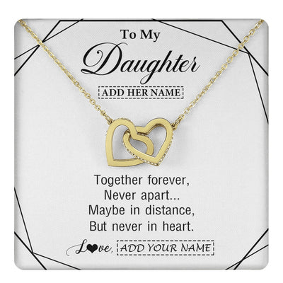 Interlocking Hearts Necklace 18K Yellow Gold Finish | 1 | Personalized To My Daughter Gifts From Mom Dad Necklace Together Forever With Heartfelt Message Daughter Birthday Christmas Custom Gift Box Message Card | https://teecentury.