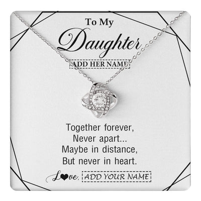 Love Knot Necklace 14K White Gold Finish | 1 | Personalized To My Daughter Gifts From Mom Dad Necklace Together Forever With Heartfelt Message Daughter Birthday Christmas Custom Gift Box Message Card | https://teecentury.