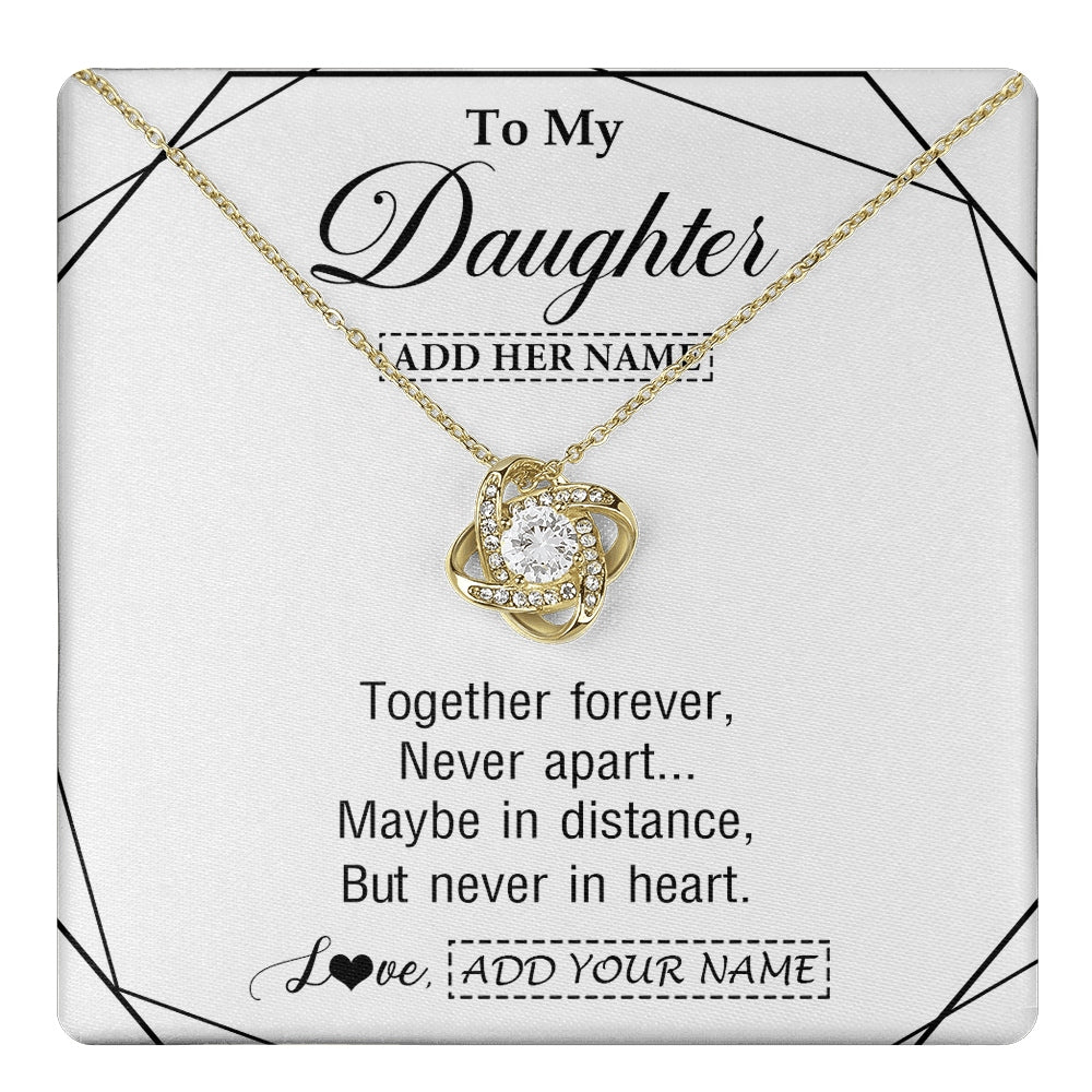 Love Knot Necklace 18K Yellow Gold Finish | 1 | Personalized To My Daughter Gifts From Mom Dad Necklace Together Forever With Heartfelt Message Daughter Birthday Christmas Custom Gift Box Message Card | https://teecentury.
