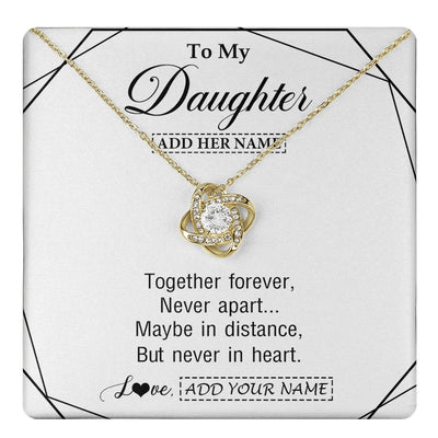 Love Knot Necklace 18K Yellow Gold Finish | 1 | Personalized To My Daughter Gifts From Mom Dad Necklace Together Forever With Heartfelt Message Daughter Birthday Christmas Custom Gift Box Message Card | https://teecentury.