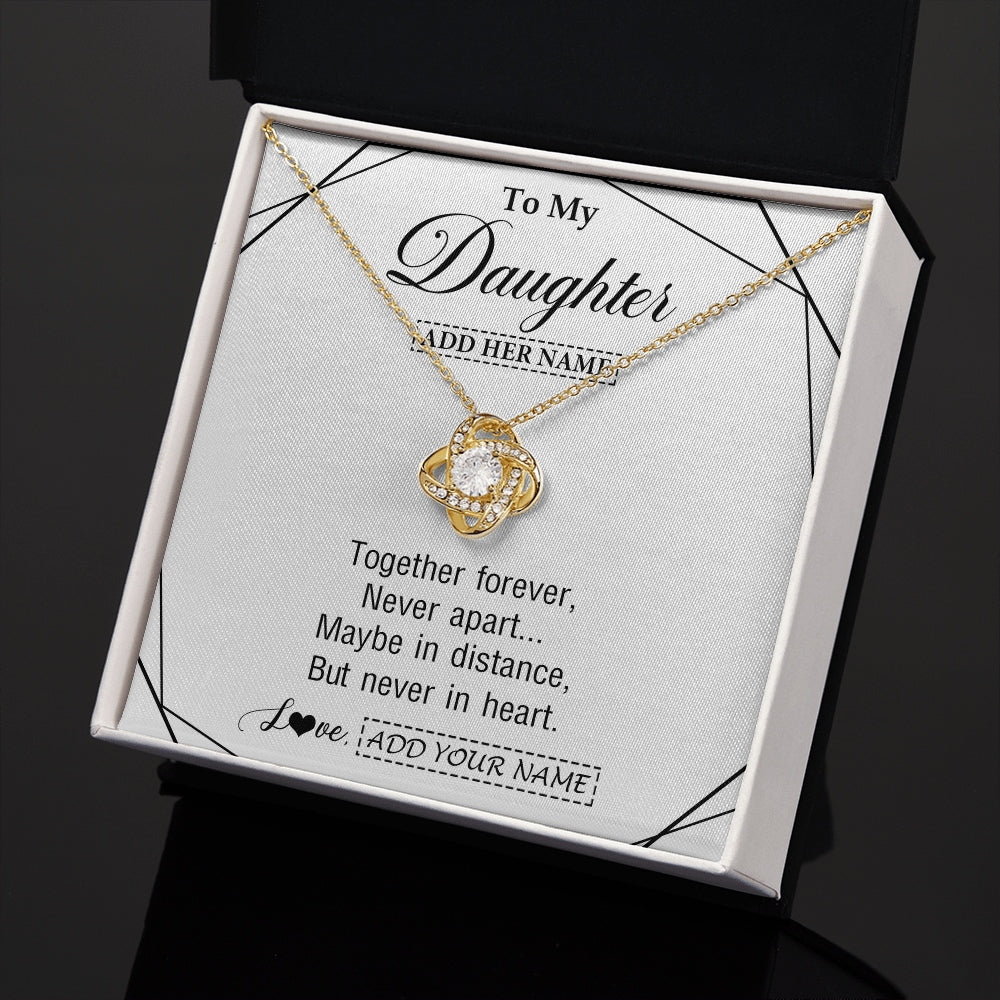 Love Knot Necklace 18K Yellow Gold Finish | 2 | Personalized To My Daughter Gifts From Mom Dad Necklace Together Forever With Heartfelt Message Daughter Birthday Christmas Custom Gift Box Message Card | https://teecentury.