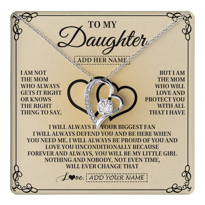 Forever Love Necklace 14K White Gold Finish | 1 | Personalized To My Daughter Gifts From Mom Daughter Birthday Gifts Jewelry For Women Mother Daughter Pendant Necklace Christmas Custom Gift Box Message Card | teecentury.myshopify