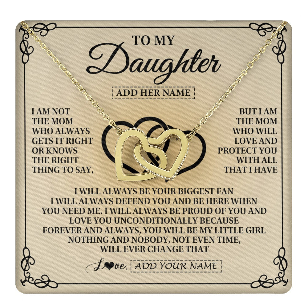 Interlocking Hearts Necklace 18K Yellow Gold Finish | 1 | Personalized To My Daughter Gifts From Mom Daughter Birthday Gifts Jewelry For Women Mother Daughter Pendant Necklace Christmas Custom Gift Box Message Card | teecentury.myshopify