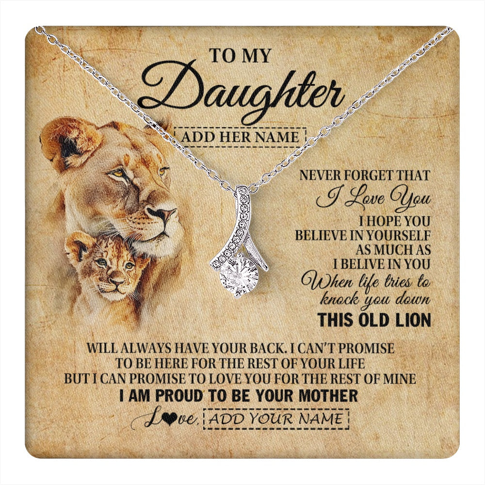 Alluring Beauty Necklace 14K White Gold Finish | 1 | Personalized To My Daughter Gifts From Mom Mother Lion Necklace I Love You Daughter Birthday Gifts From Mom Graduation Christmas Custom Gift Box Message Card | teecentury.myshopify