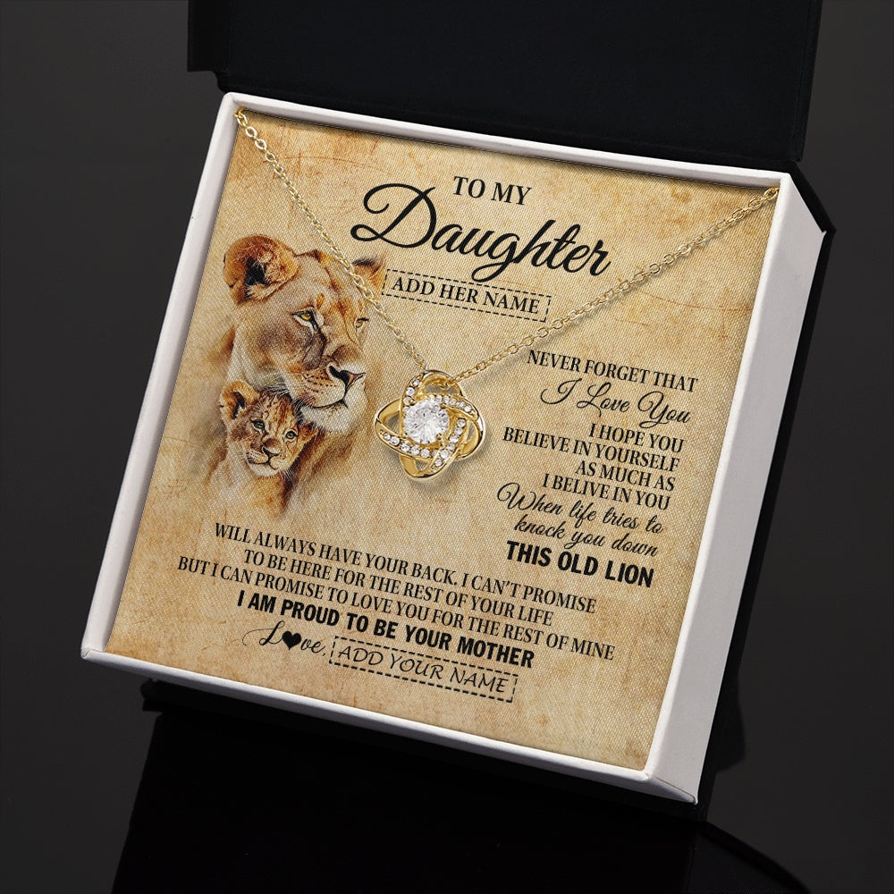 Love Knot Necklace 18K Yellow Gold Finish | 2 | Personalized To My Daughter Gifts From Mom Mother Lion Necklace I Love You Daughter Birthday Gifts From Mom Graduation Christmas Custom Gift Box Message Card | teecentury.myshopify