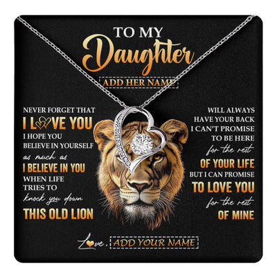 Forever Love Necklace 14K White Gold Finish | 1 | Personalized To My Daughter Gifts From Mom Mother Necklace Old Lion Love You Daughter Birthday Gifts Graduation Christmas Customized Gift Box Message Card | teecentury.myshopify