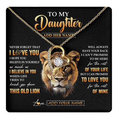 Forever Love Necklace 18K Yellow Gold Finish | 1 | Personalized To My Daughter Gifts From Mom Mother Necklace Old Lion Love You Daughter Birthday Gifts Graduation Christmas Customized Gift Box Message Card | teecentury.myshopify