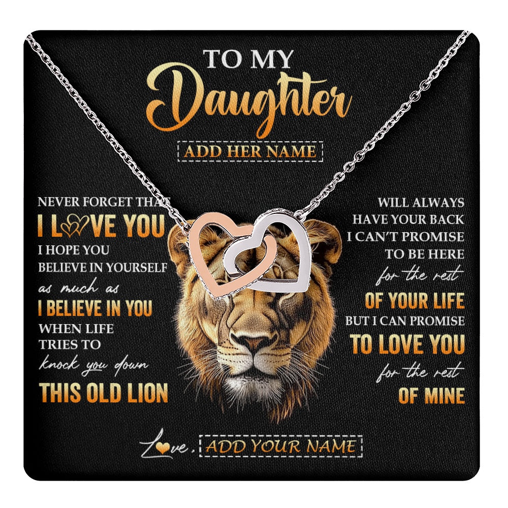 Interlocking Hearts Necklace Stainless Steel & Rose Gold Finish | 1 | Personalized To My Daughter Gifts From Mom Mother Necklace Old Lion Love You Daughter Birthday Gifts Graduation Christmas Customized Gift Box Message Card | teecentury.myshopify