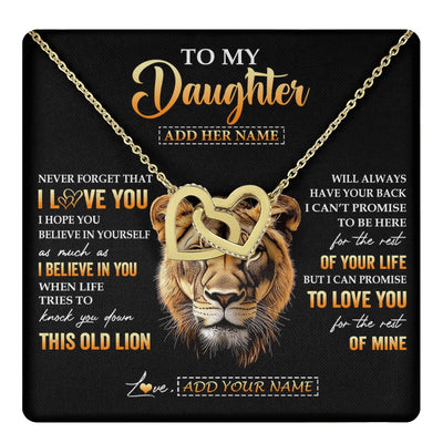 Interlocking Hearts Necklace 18K Yellow Gold Finish | 1 | Personalized To My Daughter Gifts From Mom Mother Necklace Old Lion Love You Daughter Birthday Gifts Graduation Christmas Customized Gift Box Message Card | teecentury.myshopify