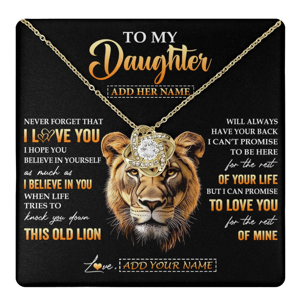Love Knot Necklace 18K Yellow Gold Finish | 1 | Personalized To My Daughter Gifts From Mom Mother Necklace Old Lion Love You Daughter Birthday Gifts Graduation Christmas Customized Gift Box Message Card | teecentury.myshopify