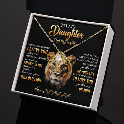 Love Knot Necklace 18K Yellow Gold Finish | 2 | Personalized To My Daughter Gifts From Mom Mother Necklace Old Lion Love You Daughter Birthday Gifts Graduation Christmas Customized Gift Box Message Card | teecentury.myshopify