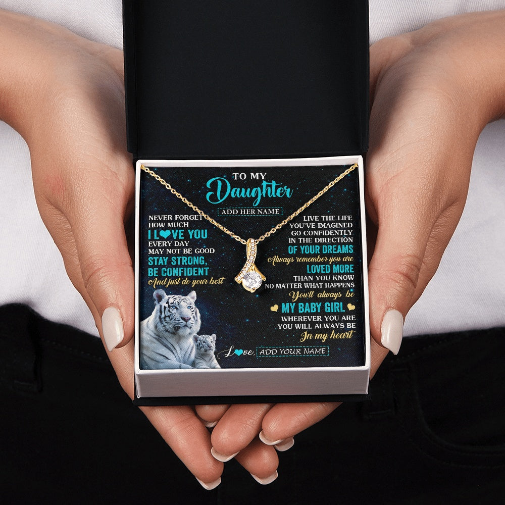 Alluring Beauty Necklace 18K Yellow Gold Finish | 2 | Personalized To My Daughter Gifts From Mom Necklace White Tiger Never Forget How Much I Love You Daughter Birthday Graduation Christmas Gift Box Message Card | teecentury.myshopify
