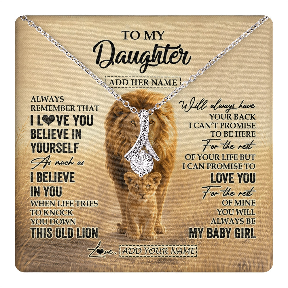 Alluring Beauty Necklace 14K White Gold Finish | 1 | Personalized To My Daughter Gifts Necklace From Dad Father Always Remember Lion Gifts For Daughter Birthday Graduation Christmas Custom Gift Box Message Card | https://teecentury.
