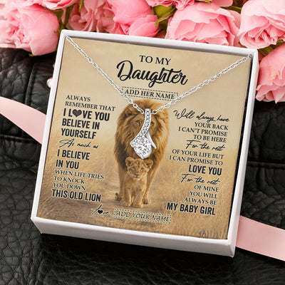 Alluring Beauty Necklace 14K White Gold Finish | 2 | Personalized To My Daughter Gifts Necklace From Dad Father Always Remember Lion Gifts For Daughter Birthday Graduation Christmas Custom Gift Box Message Card | https://teecentury.