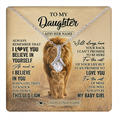 Alluring Beauty Necklace 14K White Gold Finish | 1 | Personalized To My Daughter Gifts Necklace From Dad Father Always Remember Lion Gifts For Daughter Birthday Graduation Christmas Custom Gift Box Message Card | https://teecentury.