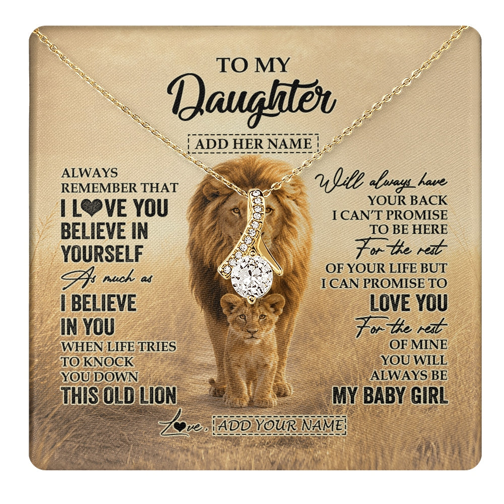 Alluring Beauty Necklace 18K Yellow Gold Finish | 1 | Personalized To My Daughter Gifts Necklace From Dad Father Always Remember Lion Gifts For Daughter Birthday Graduation Christmas Custom Gift Box Message Card | https://teecentury.