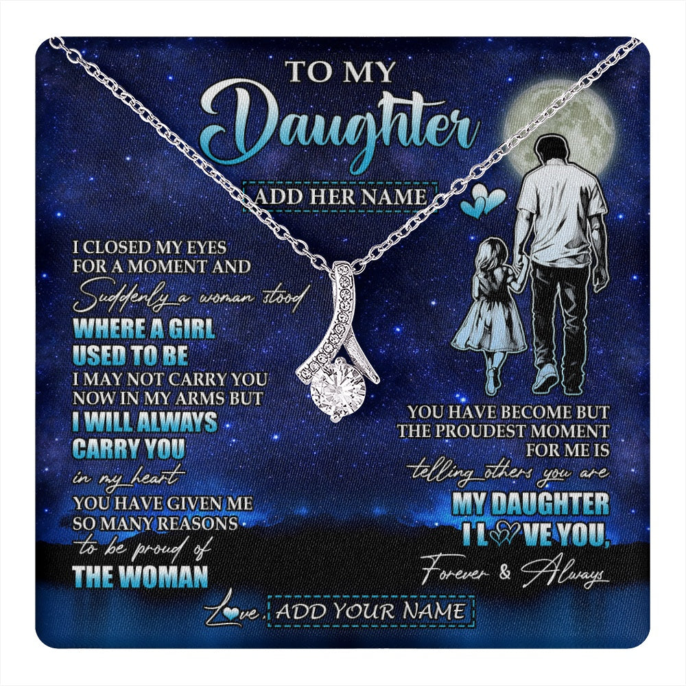 Alluring Beauty Necklace 14K White Gold Finish | 1 | Personalized To My Daughter Gifts Necklace From Dad Father I Closed My Eyes For A Moment Daughter Birthday Graduation Christmas Custom Gift Box Message Card | teecentury.myshopify