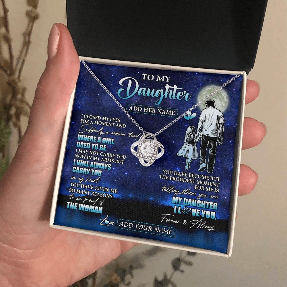 Love Knot Necklace 14K White Gold Finish | 2 | Personalized To My Daughter Gifts Necklace From Dad Father I Closed My Eyes For A Moment Daughter Birthday Graduation Christmas Custom Gift Box Message Card | teecentury.myshopify