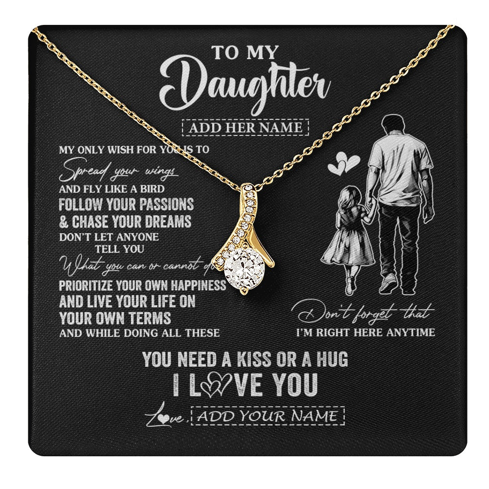 Alluring Beauty Necklace 18K Yellow Gold Finish | 1 | Personalized To My Daughter Gifts Necklace From Dad Father My Only Wish For You Daughter Birthday Gifts Graduation Christmas Customized Gift Box Message Card | teecentury.myshopify